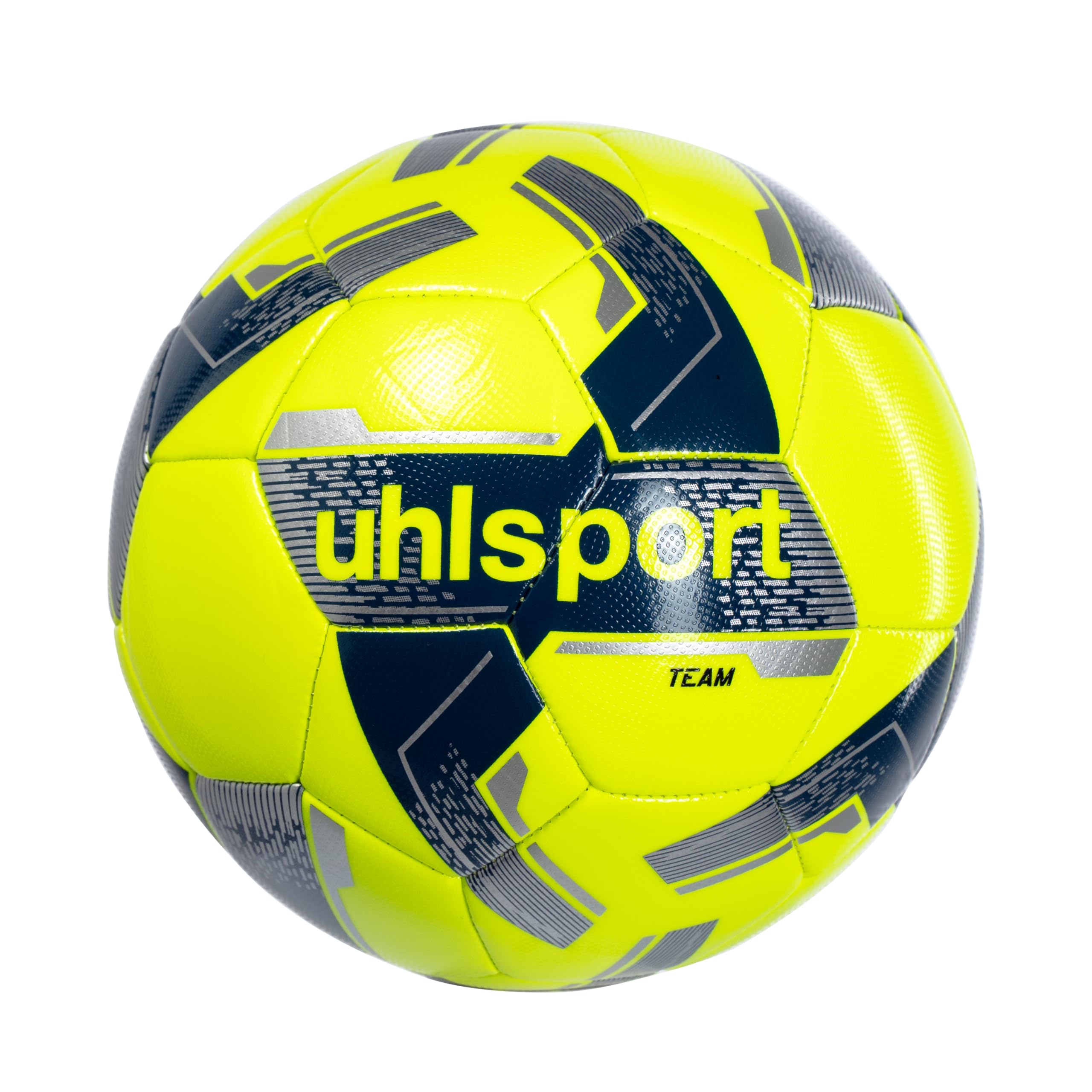 uhlsport Team Fußball, Fussball Spielball Trainingsball, Rasen, geeignet für den Amateur- und Profibereich, gelb/Silber - Größe 5