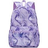 Dafelile Mesh Backpack for Girls Semi-Transparent See Through School Backpack for Teen Girls Lightweight Large Capacity