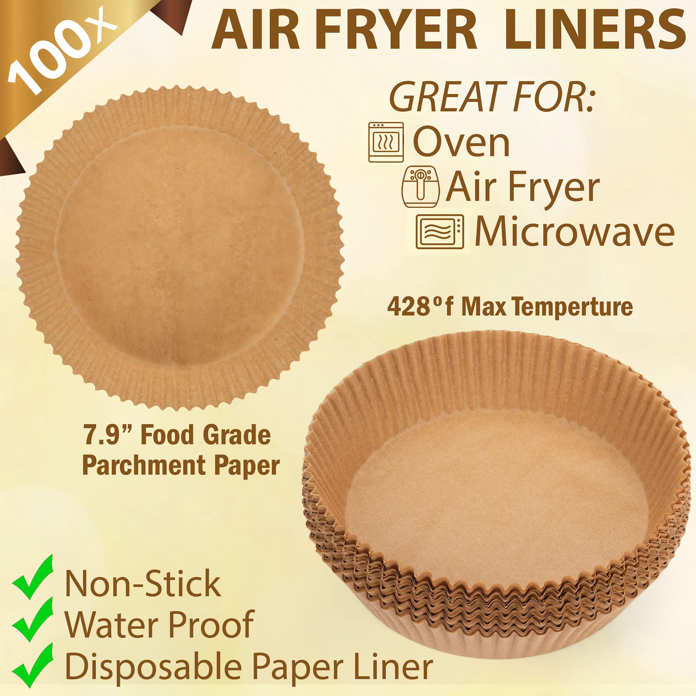 LORESO Air Fryer Paper Liner, 100 Count Parchment Paper Basket Lining