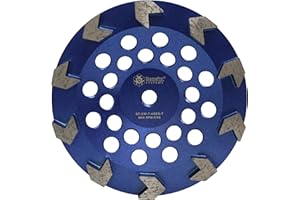 DiamaPro Systems DT-CW-7-ASEG-T Threaded 7 Inch 10 Arrow Segment Concrete Grinding Cup Wheel for Grinding, Preparation, & Removing Glue/Grout/Coating