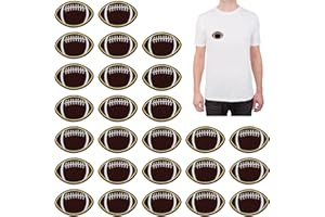 ASWEWAMT 30 Pcs Football Embroidered Iron On Patches Dark Brown Bumble Iron Sew On Embroidered Applique Decoration Sewing Patches for DIY Backpacks Clothes