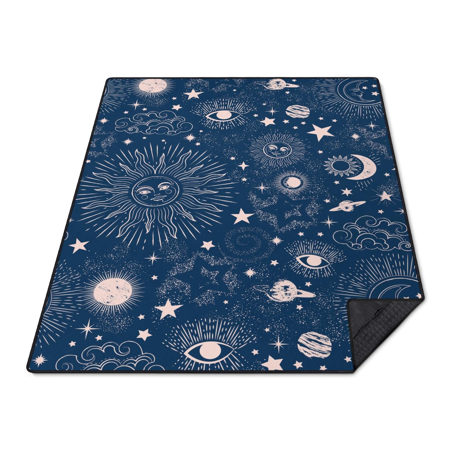 Photo 1 of Awufncksn Gothic Picnic Blankets Waterproof Foldable,80?X80? Sun and Moon Thick Picnic Mat Outdoor Blanket for Grass,Blue Large Beach Blanket Sandproof Picnic Accessories for Camping Picnic Party Park