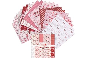 LYFJXX Valentine's Day Scrapbook Paper Pad 6x6 inch, Assorted Pattern,24pcs Scrapbooking DIY Decorative Cardmaking Craft Paper (Pink Love)