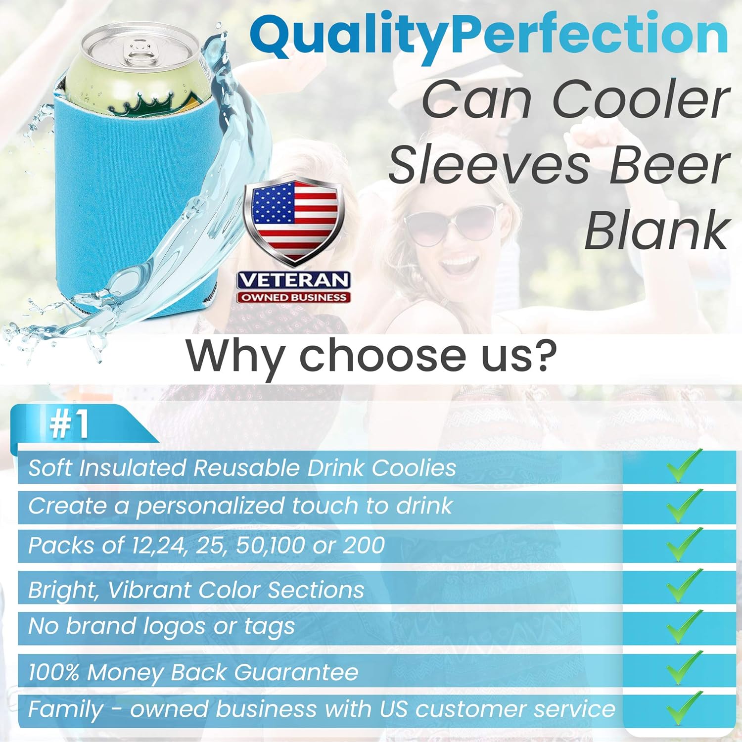 QualityPerfection 12 Beer Blank Can Cooler Sleeve, Coolies Sublimation HTV Insulated, Collapsible For DIY Customizable, Favors, Parties, Events or Weddings(12, Robin Egg Blue): Kitchen & Dining