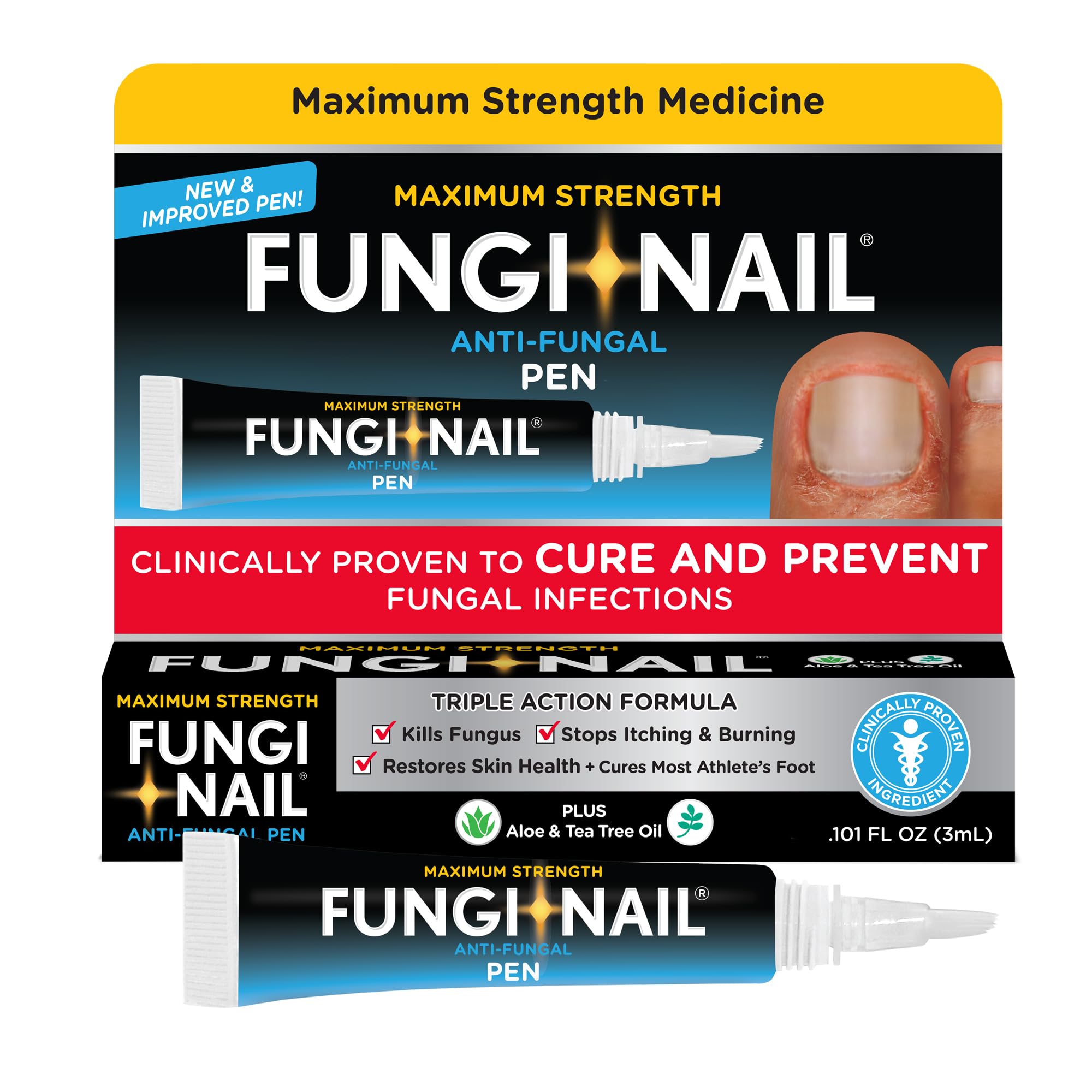 Photo 1 of Fungi-Nail Pen Applicator Anti-Fungal Solution, Kills Fungus That Can Lead to Nail & Athlete’s Foot with Tolnaftate & Clinically Proven to Cure and Prevent Fungal Infections, 0.101 Fl Oz (Pack of 1)
