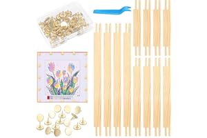 Czlotyh 12 PCS Needlepoint Stretcher Bars 3 Sizes Stretcher Bars for Needlework with 40 Thumb Tacks Remover Wooden Canvas Art Supplies Stitch Frame Set for Needlepoint Embroidery Bundle with Crafts