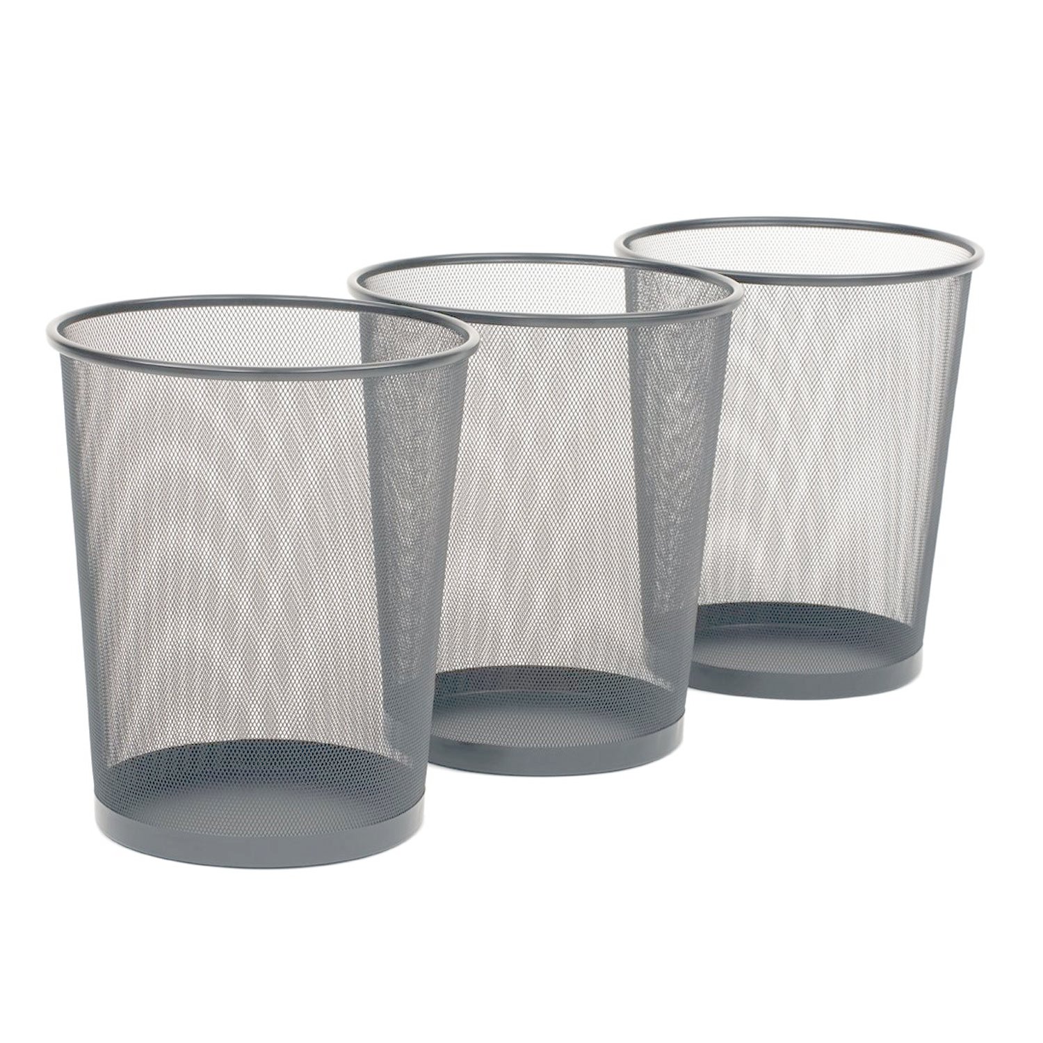 Seville Classics 3Pack Round Mesh Wastebasket Recycling Bin