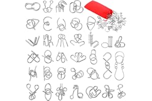 Yilloog Metal Brain Teaser Puzzles Set of 36 with Pouch, Steel IQ Games Physics Mind Metal Puzzles for Adults Basket Stocking Stuffers for Boys Girls Adults Challenge Gifts (Easy)