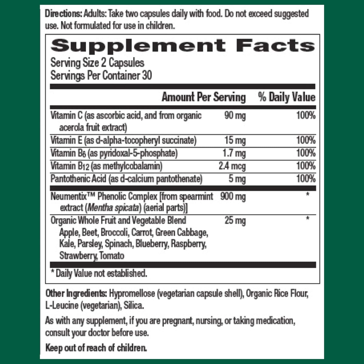 Centrum Mental Focus Nootropic Supplement, with Spearmint Extract and B-Vitamins Supports Focus, with Whole Food Blend, 30 Day Supply (60 Capsules): Health & Personal Care