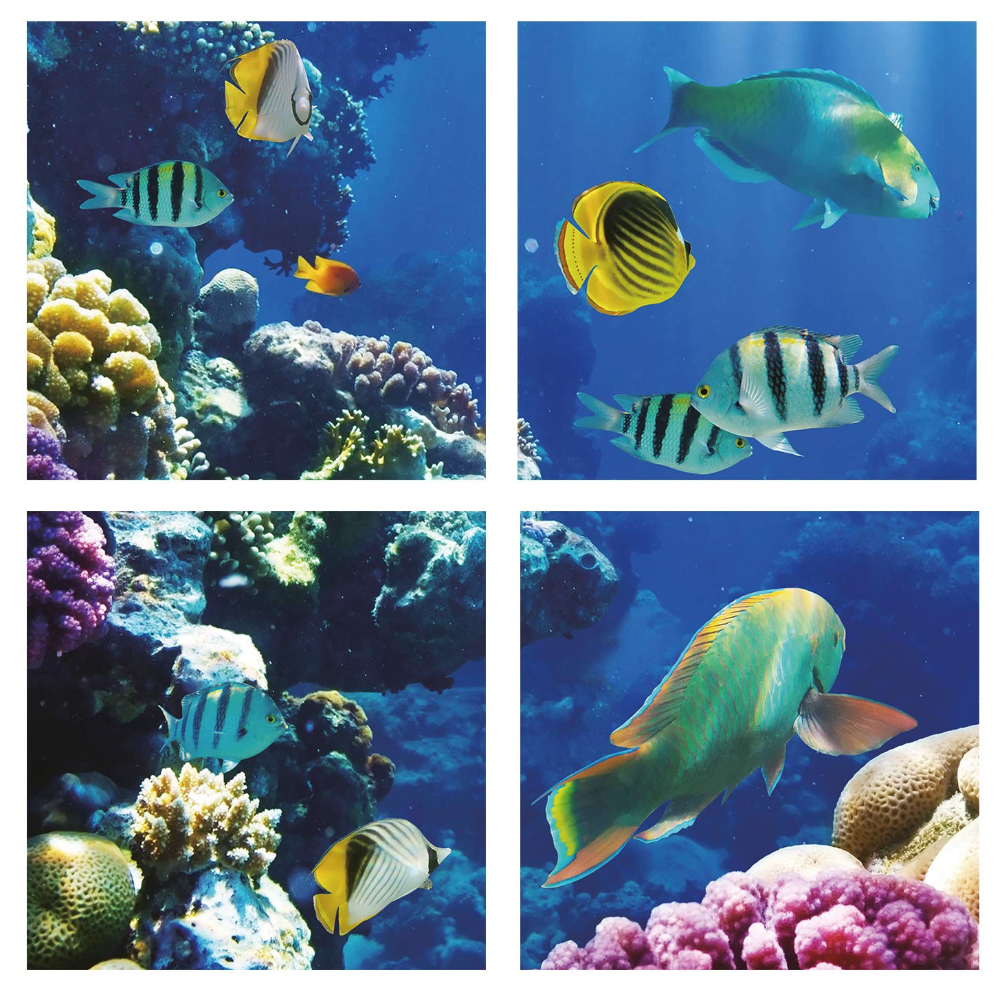 Marine Underwater Scene LED Ceiling Panel 40W, 600x600 MM, 6500K Ceiling Tiles with Corel Reef & Fish Tank 3D Effect Mimics Under Sea Natural Light [Energy Class A+]
