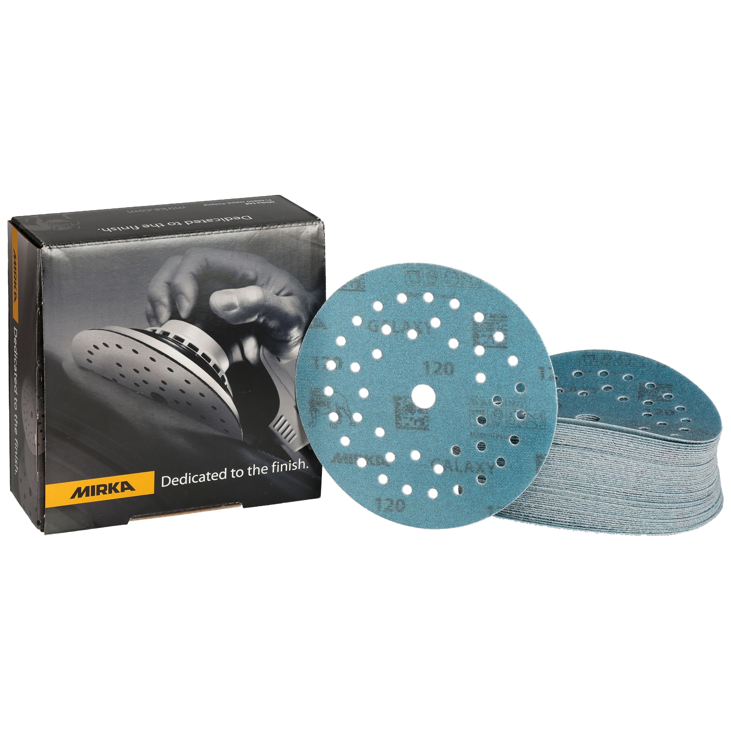 Mirka Galaxy epoxy sandpaper 125mm Hook & Loop grit 120 for sanding epoxy resin, wood, epoxy, rivertable / 50 pcs sanding discs — image 1