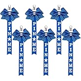 NICENEEDED 6 PCS Cheer Pin Me Ribbon for Backpack, Cheer Pin Strap Bow Keychain with Rhinestones, Blue Cheerleader Bag Tag Holder, Cheerleading Sports Accessory
