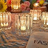 GOLDEAL 12Pcs Clear Glass Votive Candle Holders Tealight Holders Decorative, Tea Candle Holders Bulk,Candlestick for Wedding, Party,Dinner, Home Table Decor.