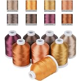 Simthread 8 Shades 550Yds Each 40WT Polyester Embroidery Thread Brown Set | 8-shade brown set with 550Yds each offers smooth 40WT polyester thread for home and commercial embroidery machines.