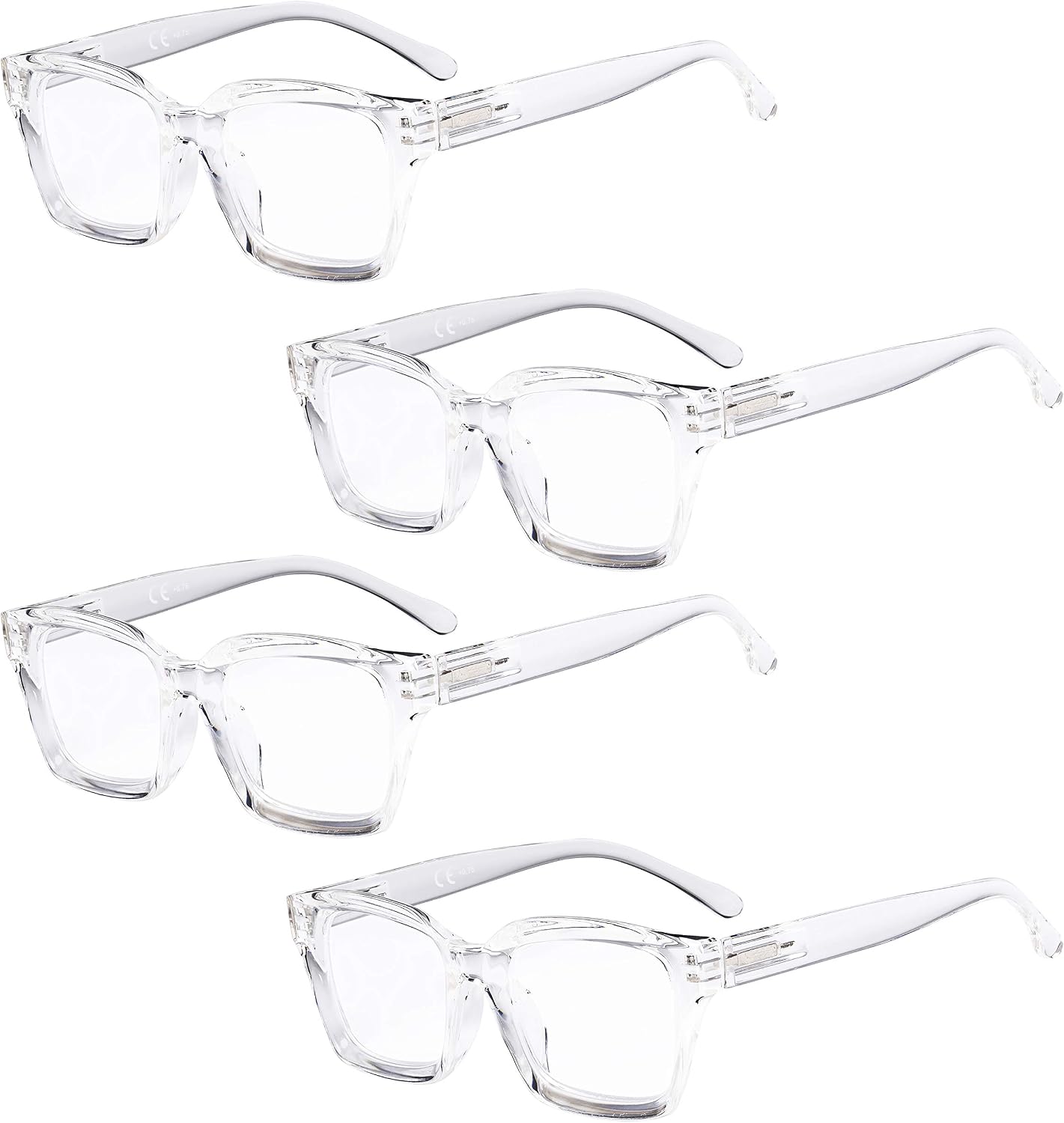 Eyekeeper 4 Pack Ladies Reading Glasses - Oversized Square Design Readers for Women,Transparent +3.00, 4pcs-transparent