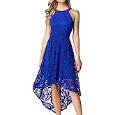 Dressystar Women Halter Lace Wedding Guest Dress Hi-Lo Cocktail Party Bridesmaid Formal Dresses