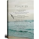 Bible Psalm 23 Canvas Wall Art Christianity Verse Painting Picture Wall Decor Religion Inspirational Scripture Poster Print Artwork for Church Prayer Room Bedroom Office Home Decoration 12inx16in