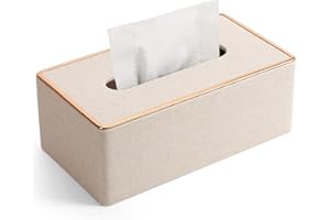LADSTAG PU Leather Tissue Box Cover Holder - Rectangular Kleenex Box Covers for Home/Office/Car Decoration - 9.84"X5.23"X3.77" - Beige