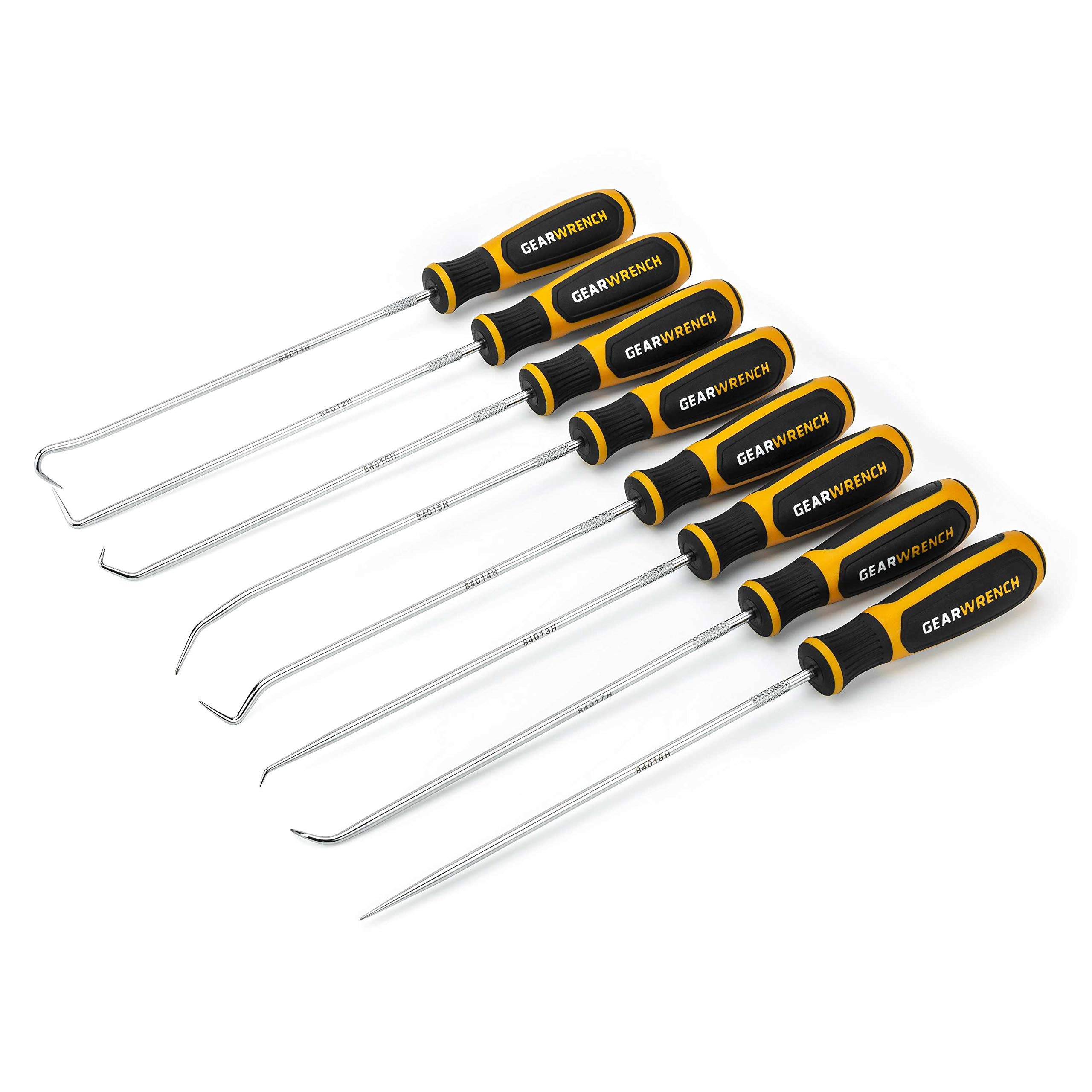 Gearwrench 84010H 9"/228.6 mm Long Hook & Pick Set, Polish Alloy Steel, 8 Piece