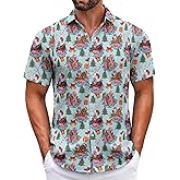 Mens Christmas Shirts Short Sleeve Casual Button Down Hawaiian Shirts Funny Ugly Christmas Shirts for Men