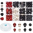 arricraft 203 Pcs Skull Gemstone Beads Kit, Natural Lava Rock & Synthetic Turquoise Cross, Flower & Rose Beads, Tibetan Style for Jewelry Making Bracelets & Necklaces DIY Crafts