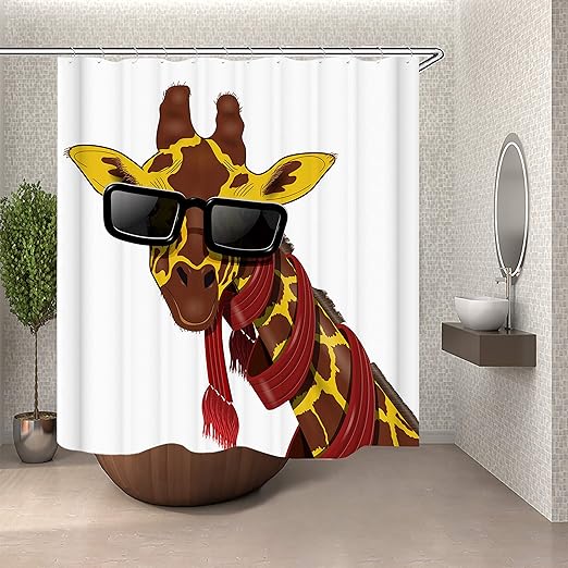 Amazon Com Sara Nell Giraffe In Sunglasses Shower Curtain With 12