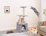 HOMIDEC Cat Scratching Post 90cm Multi Level Cat Tree Grey Indoor view 6