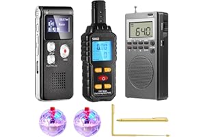 Grinsvalley 7 in 1 Ghost Hunting Equipment Kit Include 1 EMF Meter 1 Hand Held Radio 2 LED Light Cat Ball 1 Digital EVP Voice Recorder 2 Dowsing Rods Ghost Investigation Paranormal Equipment