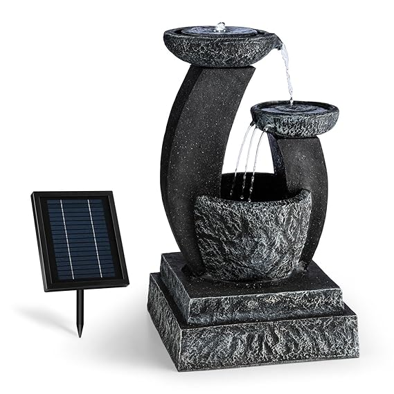 blumfeldt Fantaghiro • Zierbrunnen • Gartenbrunnen • 3 Ebenen • 250L/h Pumpleistung • 3 Watt Solarpanel • 300 cm² Photovoltai