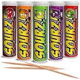 Xero Picks - Sourz Infused Flavored Toothpicks- Sugar Free- Sour Apple, Sour Grape, Sour Cherry, Sour Watermelon, Sour Peach - 5 Pack - 20 Picks per