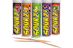 Xero Picks - Sourz Infused Flavored Toothpicks- Sugar Free- Sour Apple, Sour Grape, Sour Cherry, Sour Watermelon, Sour Peach - 5 Pack - 20 Picks per