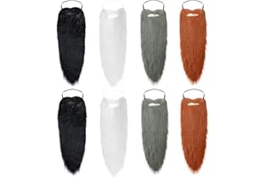 CANLIERR 8 Pcs 22 Inches Long Fake Beard Gnome Dwarf Wizard Costume Accessories for Cosplay Party Supplies Multicolored