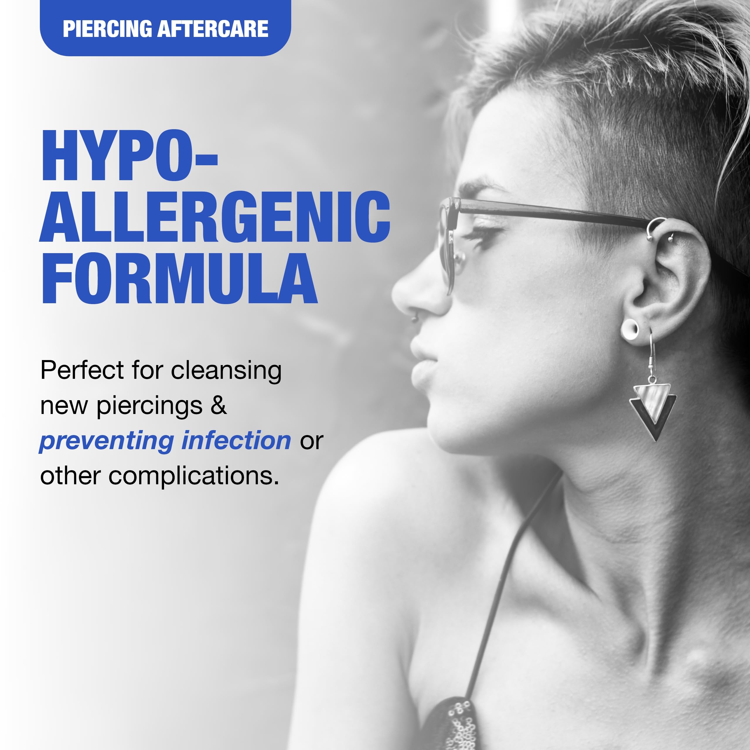 H2Ocean Sea Salt Body Piercing Spray - Saline Piercing Spray for Piercings & Body Modifications - Drug-, Preservative- & GMO-Free Vegan Piercing Aftercare - 6 oz