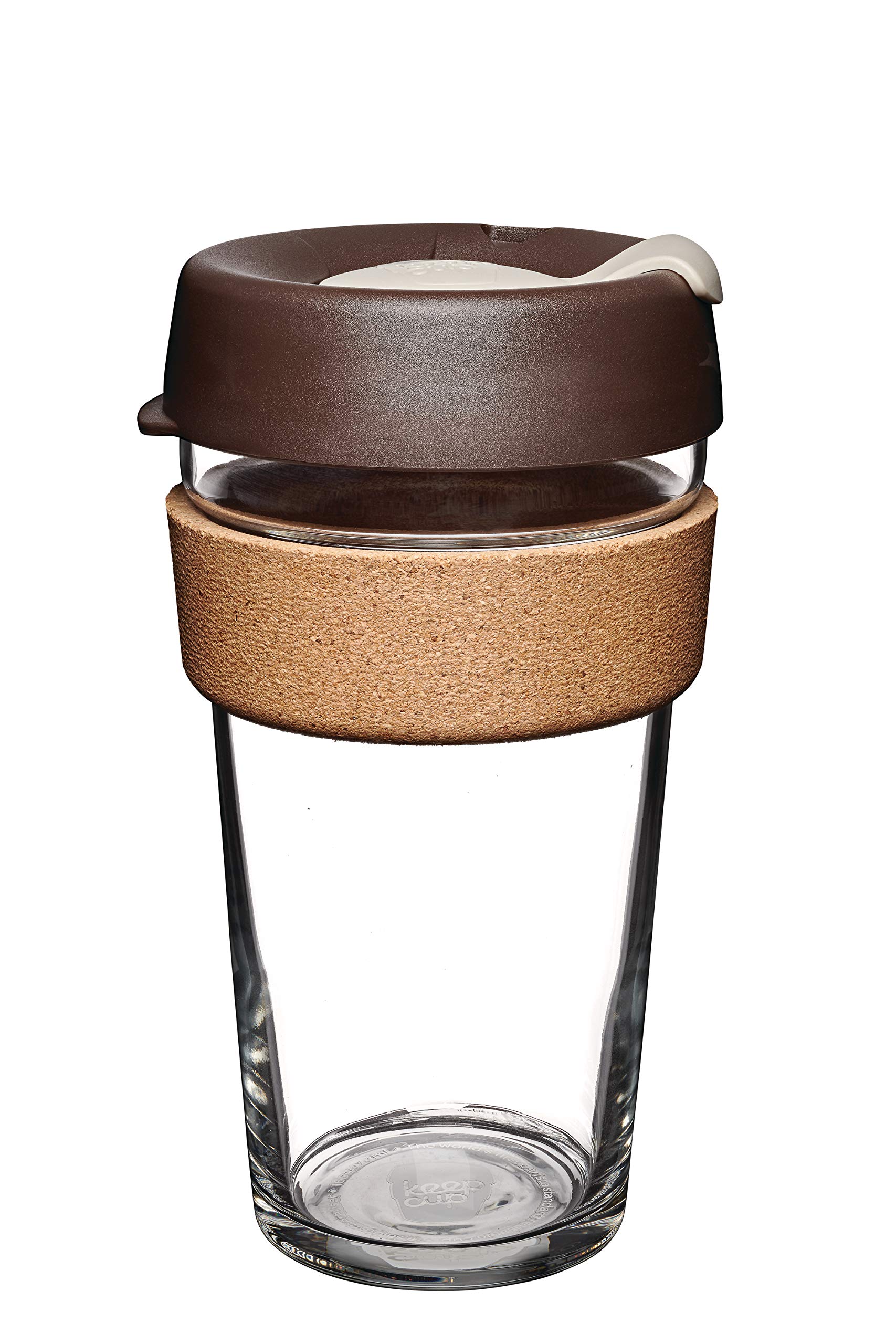 KeepCup Reusable Coffee Cup - Brew Tempered Glass and Natural Cork, L 16oz/454ml - Almond