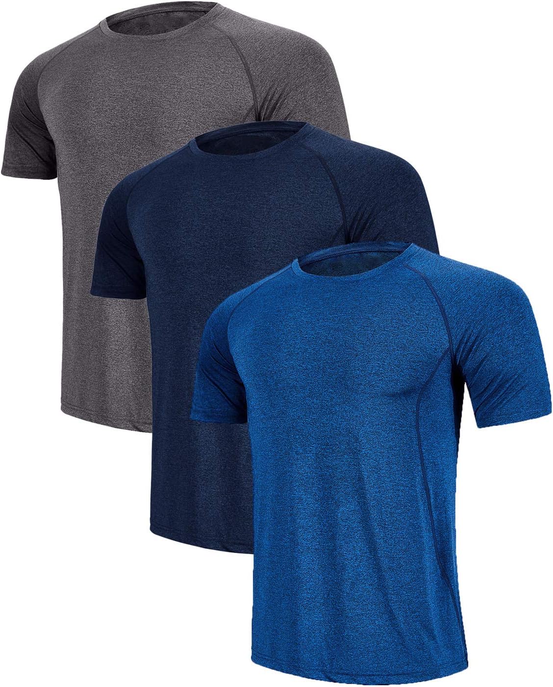 Men's-Athletic Dry-Fit Shirts Running - Moisture Wicking Short Sleeve