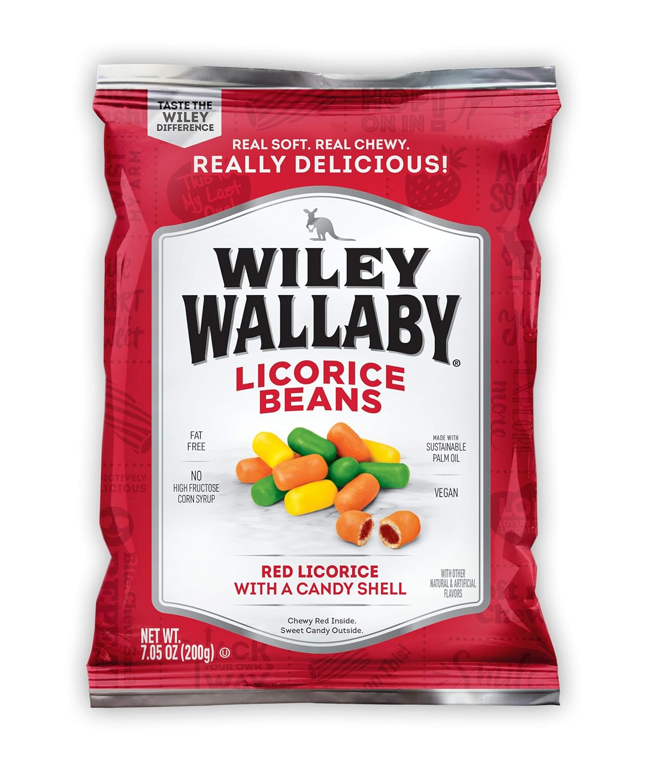 Wiley Wallaby Classic Red Licorice Beans, 7.05 Ounce
