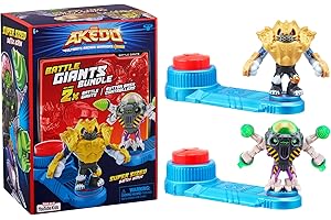 Akedo - Ultimate Arcade Warriors Battle Giants Versus Pack - Drillborg VS Alphawolf - Mini Battling Action Figures Ready, Fight, Split Strike For Ages 6+