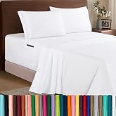 Elegant Comfort Luxury 1500 Premium Hotel Quality Microfiber 4-Piece Sheet Set - Soft, All Around Elastic 18-24 Inches Deep Fitted Sheet - Extra Deep Pocket Sheets, Queen, White