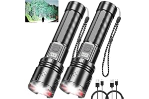 Flashlight Rechargeable 990000 High Lumens, 2 Pack Handheld Super Bright LED Flash Light with 6 Lighting Modes, Zoomable IPX7