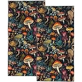 Snowmolle Mushrooms Hand Towels for Bathroom Set of 2,Vintage Mushroom Floral Hand Bath Towels Art Decorative Soft Bathroom Towels for Kitchen Guest Gym Spa 14x28in