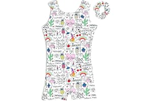 Destira Gymnastic Unitards for Girls with Matching Scrunchie - Biketard Athletic Wear, Gymnastics, Dance, Cheer, & More