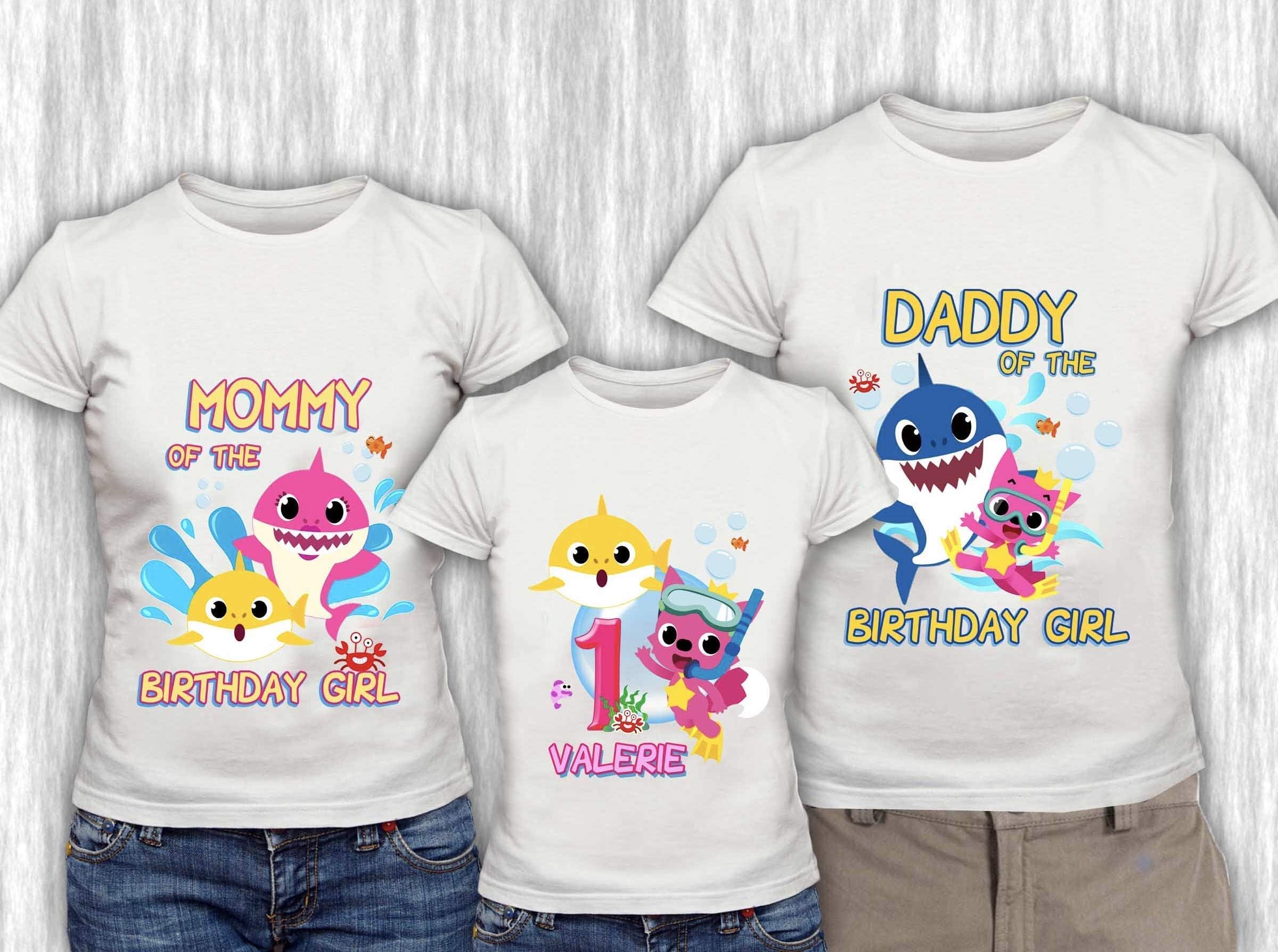 Baby Shark Birthday Girl & Family Members Custom Shirts - 100% Combed Ringspun Cotton - All Sizes Available