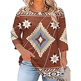 LOMON Womens Plus Size Tops 3/4 Length Sleeve Womens Tops Pleated Crewneck Fall Shirts Summer Blouses 2026 (1X-5X)