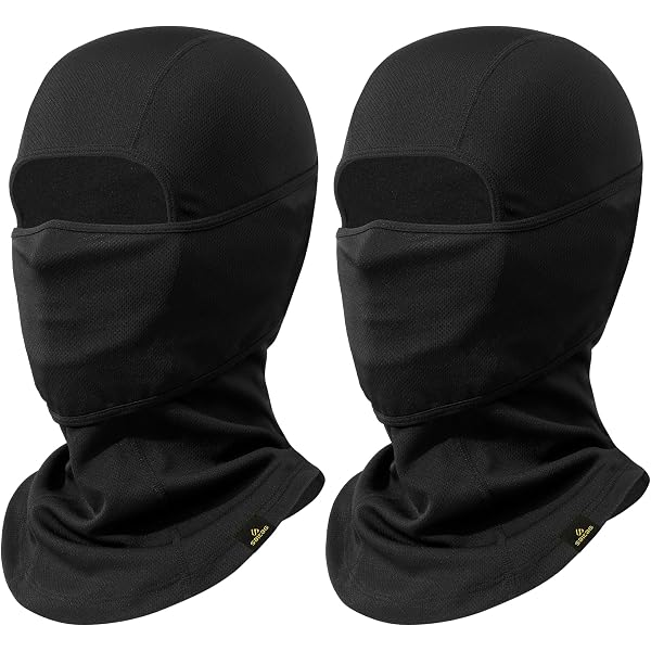 Achiou Balaclava Face Mask - Lightweight Ice Silk Ski Mask For Men Women, Ninja Sheisty Hood, UV Sun Protection, Breathable For Cycling, Football & Outdoor Sports (Black)