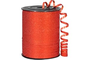 OMISELIO Orange Ribbon, 500 Yard Glitter Orange Curling Ribbon, Shiny Metallic Curling Ribbon for Gift Wrapping, Balloon Ribbon, Balloon String, Curly Ribbon for Halloween, Christmas
