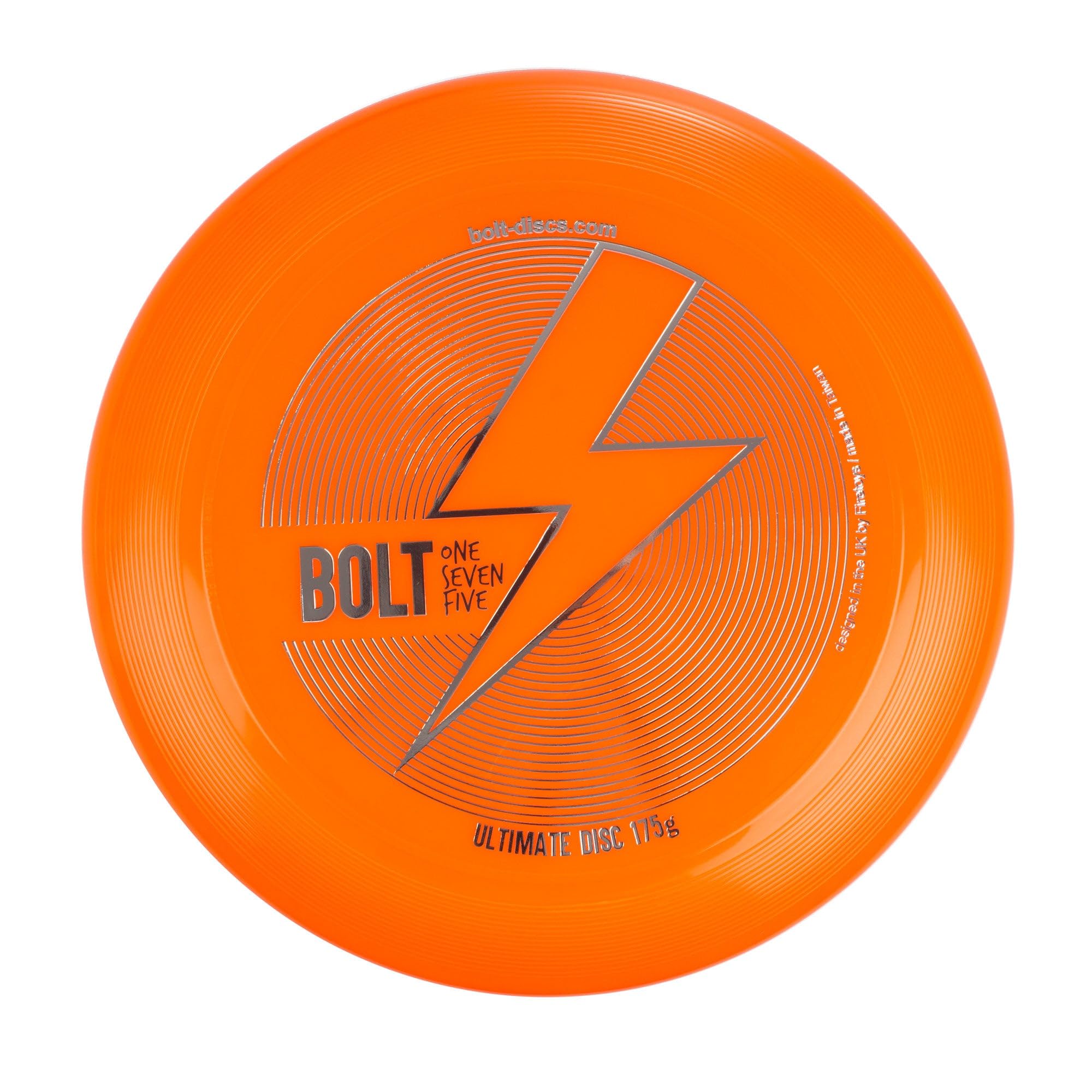 BOLT OneSevenFive Ultimate Frisbee Disc - UV Reactive & Shimmer Colors - UV Orange