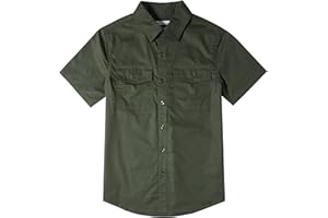 Tronjori Boys Short Sleeve Button Down Casual Woven Shirt Two Pockets