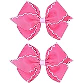 OAOLEER 5” 2PCS Hair Bows for Girls, Pink Grosgrain Ribbon Bows Hair Alligator Clips Hair Accessories for Girls Infants Toddlers Kids Teens Children (Pink)