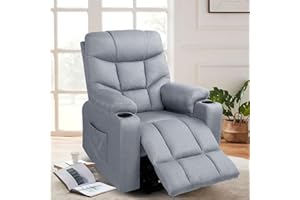 U-MAX Recliner Chair with Heated Vibration Massage, Heavy Duty Power Lift Electric Recliner with Side Pockets, USB Charge Por
