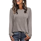 WIHOLL Long Sleeve Shirts for Women Fall Fashion Dressy Casual Pleated Tops Lightweight Sweaters 2025